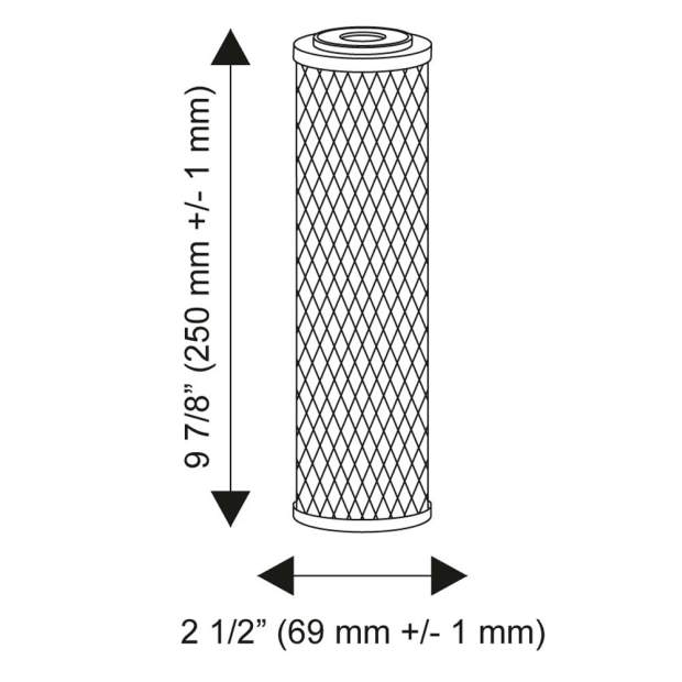 FCCBL-S Kokosnuss-Aktivkohle-Blockfilter 2,5 x 10 Zoll für 10 Zoll Filtergehäuse