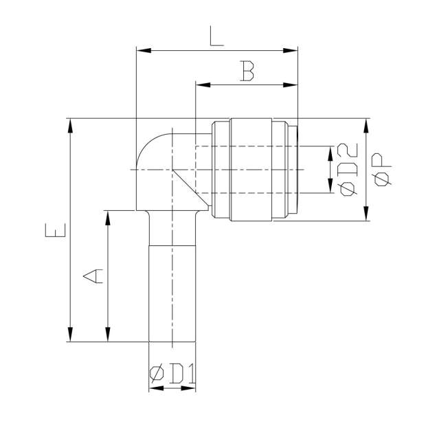 HLJ Einsteck-Winkel-Verbinder metrischer Stutezn und Steckverbindung 4 bis 22mm