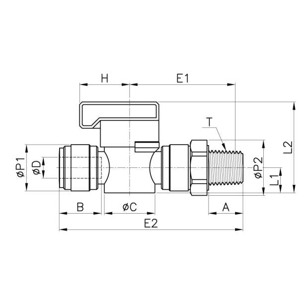 HBVL-R Absperrhahn mit 3/8 Zoll AG und 10mm Steckverbindung