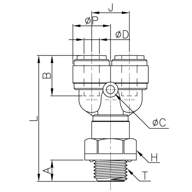 HRWT-G Y-Einschraub-Verbinder BSPP-Parallelgewinde metrische Steckverbindung