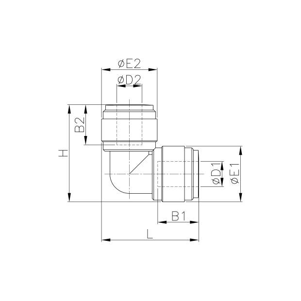 HUL1/4-06B Winkel-Verbinder 1/4 Zoll auf 6mm Steckverbindung