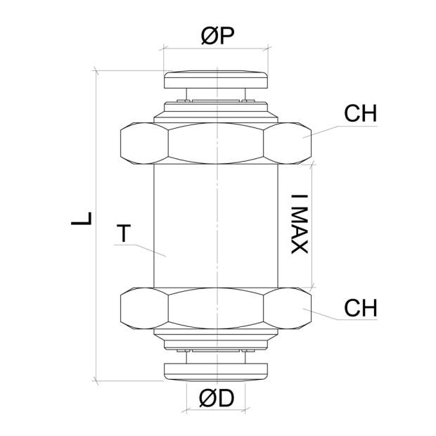 XVRMM Schottverbinder Edelstahl AISI316L metrische Steckverbindung 4 bis 12mm