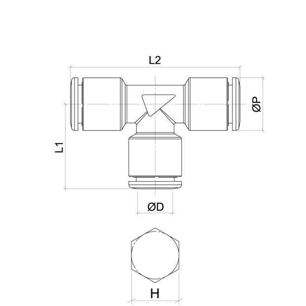 XVRUT T-Verbinder Edelstahl AISI316L metrische Steckverbindung 4 bis 12mm