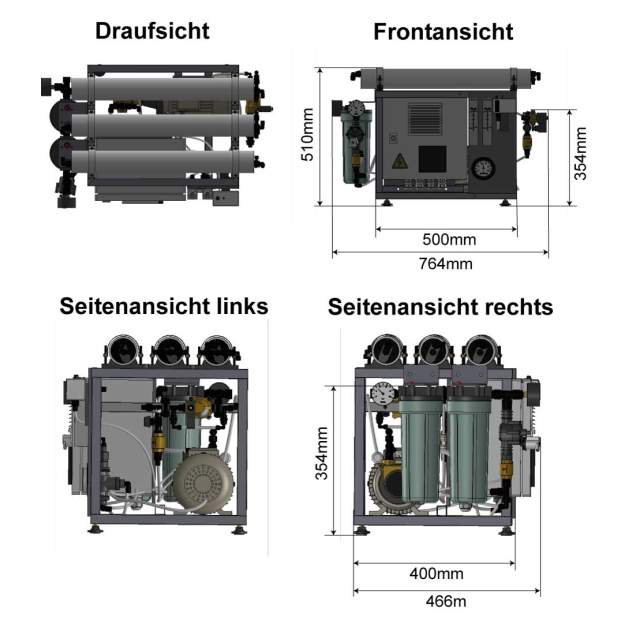 TBW-10 Kompakte Umkehr-Osmoseanlage für 30 bis 130 Liter/Stunde Reinstwasser