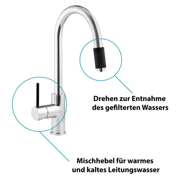 LENA 3-Wege-Wasserhahn verchromtem Messing 360° schwenkbar