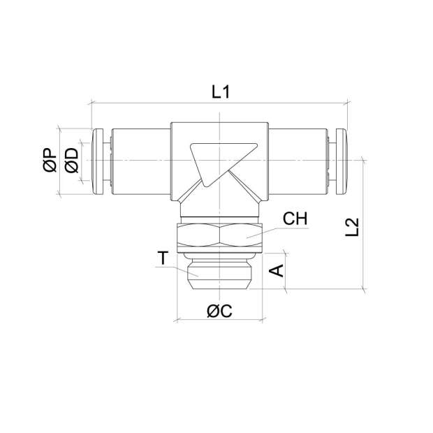 LFRPT-G Messing-T-Einschraubverbinder BSPP-Parallelgewinde metrische Steckverbindung