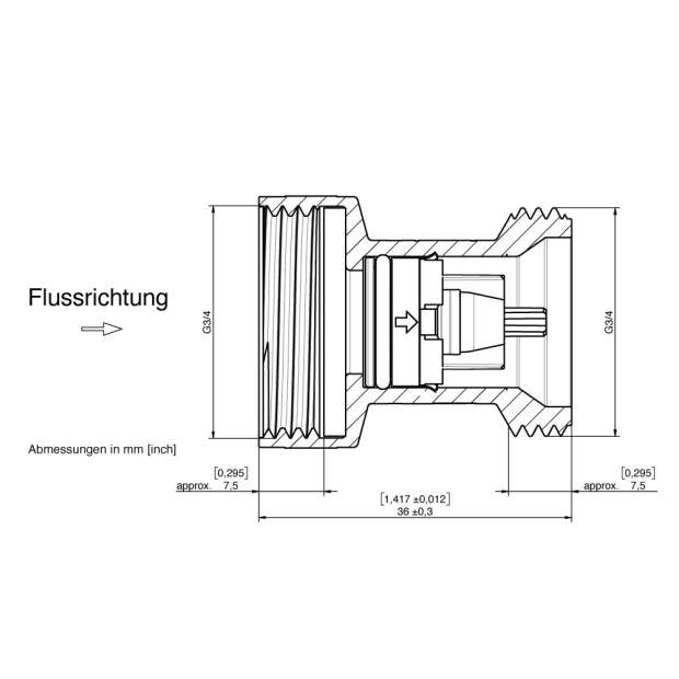 OV15 Verschraubung mit Rückschlagventil alsRückflussverhinderer G3/4 Zoll AG