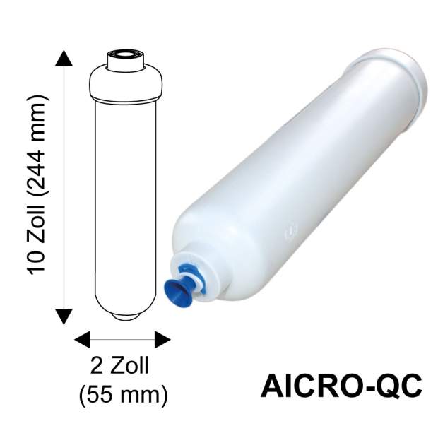 AICRO-QC Inline-Aktivkohlegranulat-Kartusche 2 x 10 Zoll Steckverbindung 1/4 Zoll